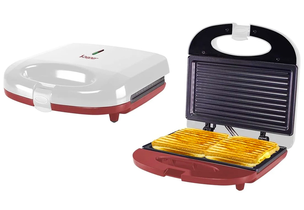 BEPER Sandwich Toaster P101TOS010 [750W][Non-Stick][220x120mm][White-Red]