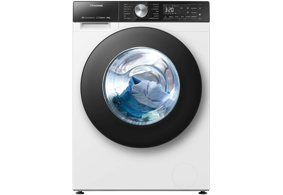 HISENSE 12kg WASHING MACHINE WFBS1243BW [1400rpm][+Steam][WiFi][A-20][White][Warranty:5Y]