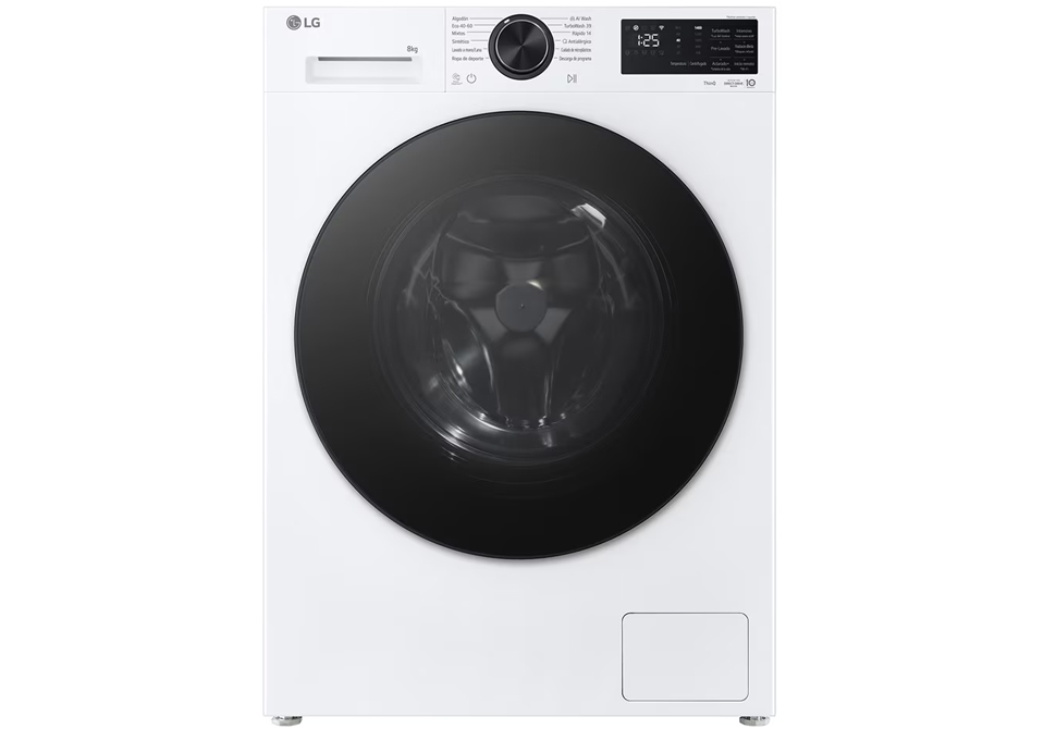 LG 8kg WASHING MACHINE F2X50S8TLB [Slim-45cm][TurboWash][1200rpm][39min][WiFi][A][Steam][White][5Y]